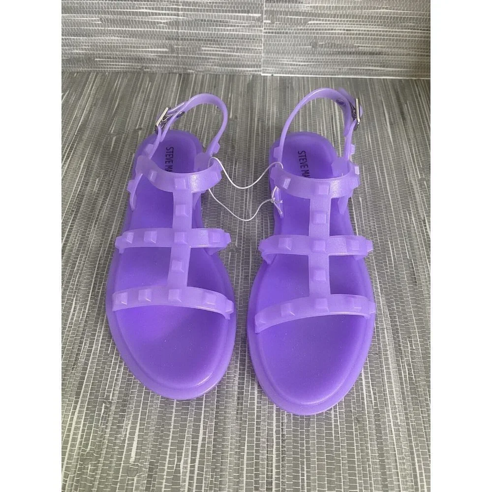 Steve Madden Girls‎ Travel-J Studded Flat Jelly Sandals Purple Size 2